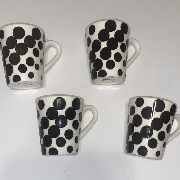 Pier 1 Kate Black and White Dotted Mugs - Picture 1 of 5